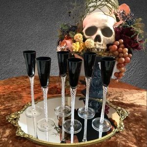 Black twist long stem cordial glasses (6)